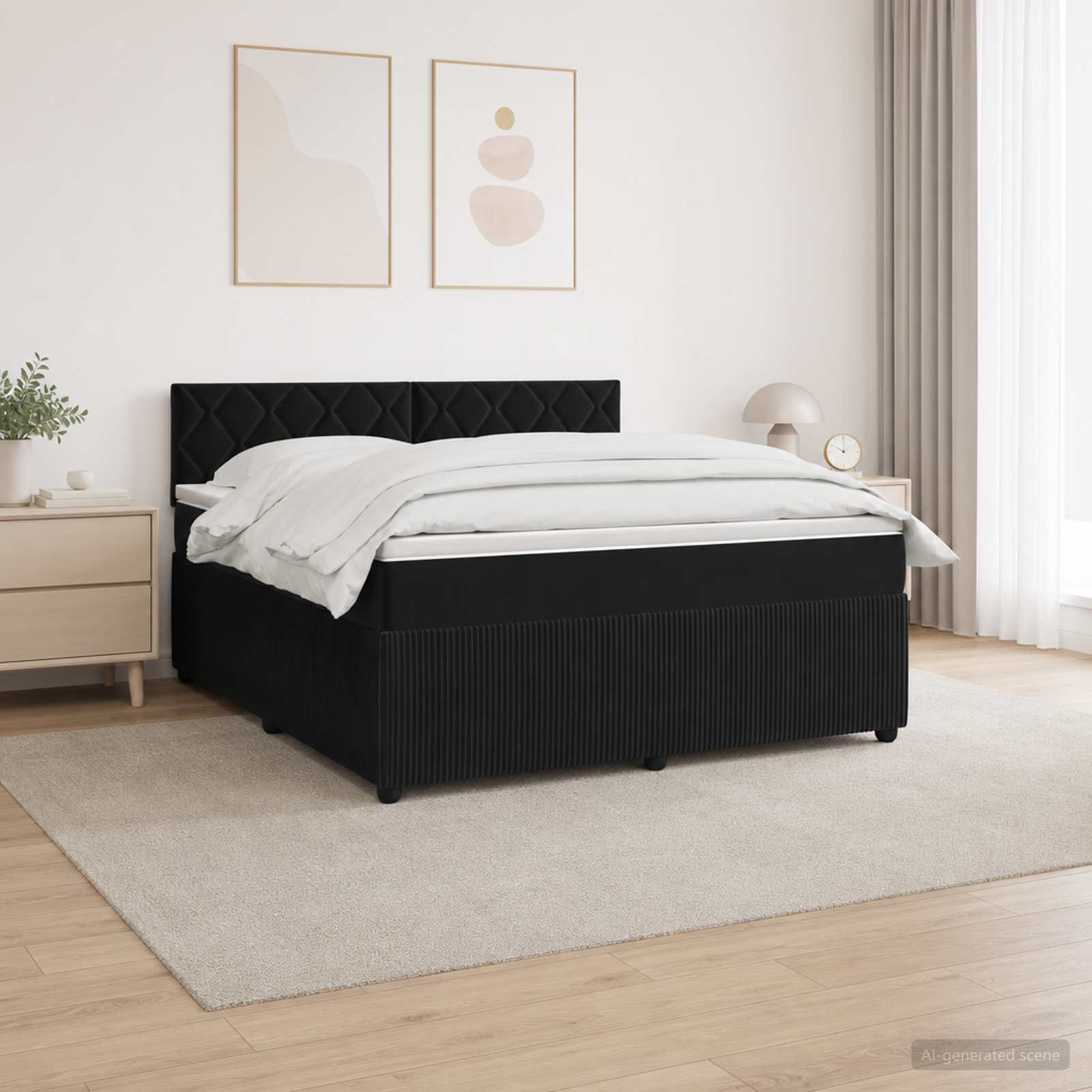 3453145_1.jpg vidaXL Posteľ boxspring s matracom Čierna 140 x 190 cm Zamat – Obrázok 1