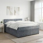vidaXL Posteľ boxspring s matracom Tmavosivá 140 x 200 cm Zamat