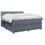 vidaXL Posteľ boxspring s matracom Tmavosivá 140 x 200 cm Zamat – Obrázok 2