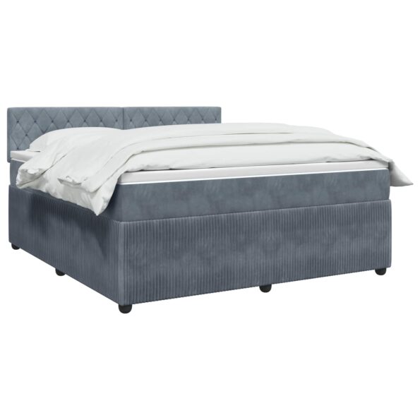 vidaXL Posteľ boxspring s matracom Tmavosivá 140 x 200 cm Zamat – Obrázok 2