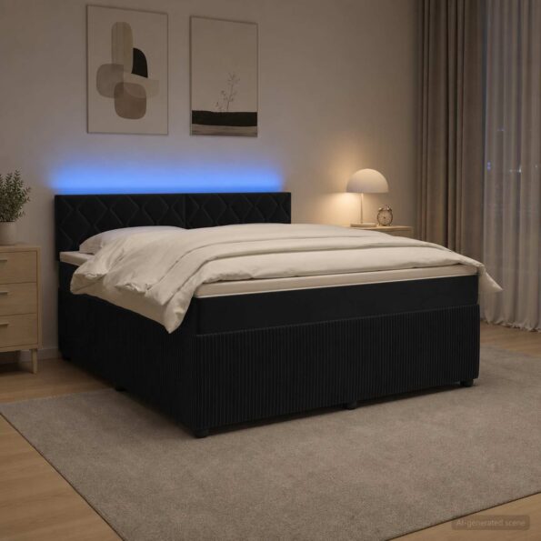 vidaXL Posteľ boxspring s matracom Čierna 140 x 200 cm Zamat – Obrázok 4