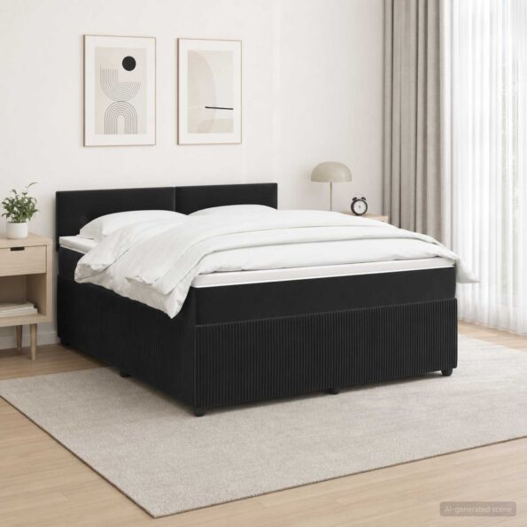 vidaXL Posteľ boxspring s matracom Čierna 160 x 200 cm Zamat – Obrázok 12
