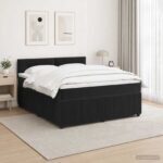 vidaXL Posteľ boxspring s matracom Čierna 160 x 200 cm Zamat