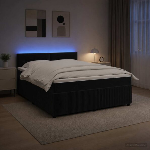 vidaXL Posteľ boxspring s matracom Čierna 160 x 200 cm Zamat – Obrázok 13