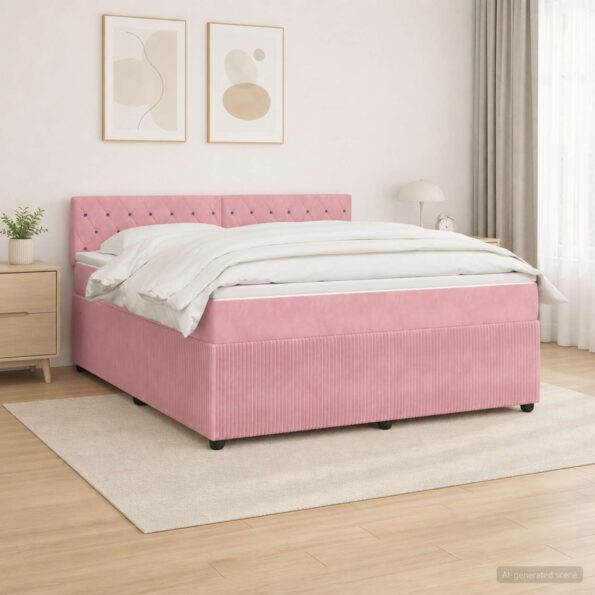 vidaXL Posteľ boxspring s matracom Ružová 180 x 200 cm Zamat – Obrázok 12