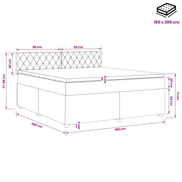 vidaXL Posteľ boxspring s matracom Ružová 180 x 200 cm Zamat – Obrázok 11