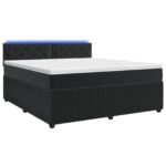 vidaXL Posteľ boxspring s matracom Čierna 180 x 200 cm Zamat – Obrázok 2