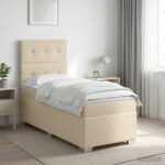 vidaXL Posteľ boxspring s matracom Krémová 80 x 200 cm Látka – Obrázok 11