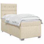 vidaXL Posteľ boxspring s matracom Krémová 80 x 200 cm Látka – Obrázok 2