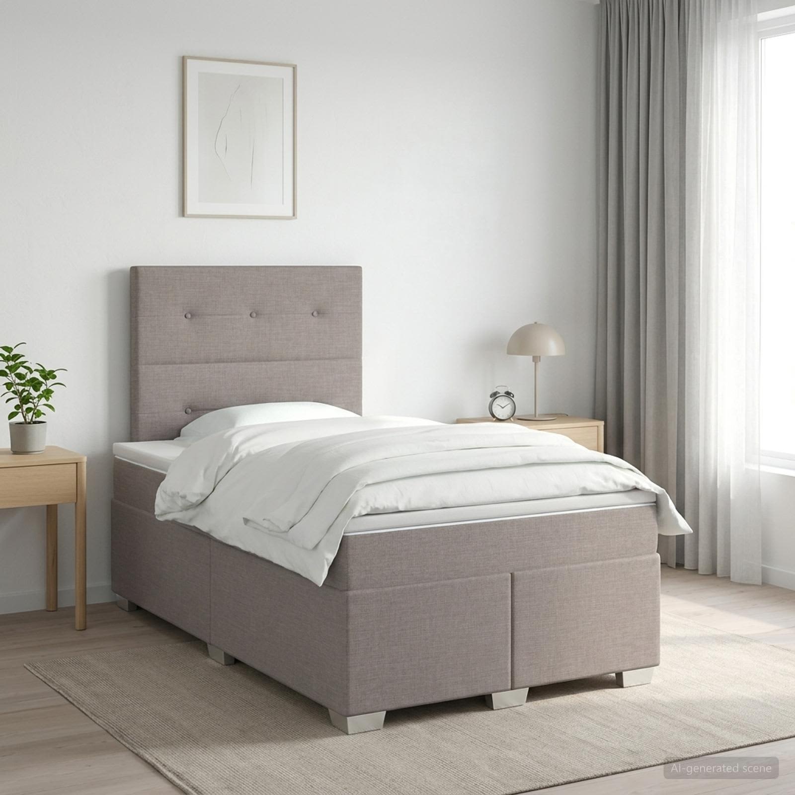 3453364_1.jpg vidaXL Posteľ boxspring s matracom Sivohnedá 120 x 190 cm Látka – Obrázok 1