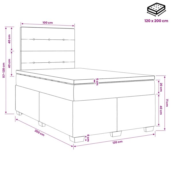 vidaXL Posteľ boxspring s matracom Sivohnedá 120 x 200 cm Látka – Obrázok 10