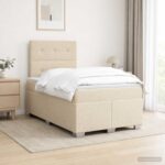 vidaXL Posteľ boxspring s matracom Krémová 120 x 200 cm Látka – Obrázok 11