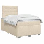 vidaXL Posteľ boxspring s matracom Krémová 120 x 200 cm Látka – Obrázok 2