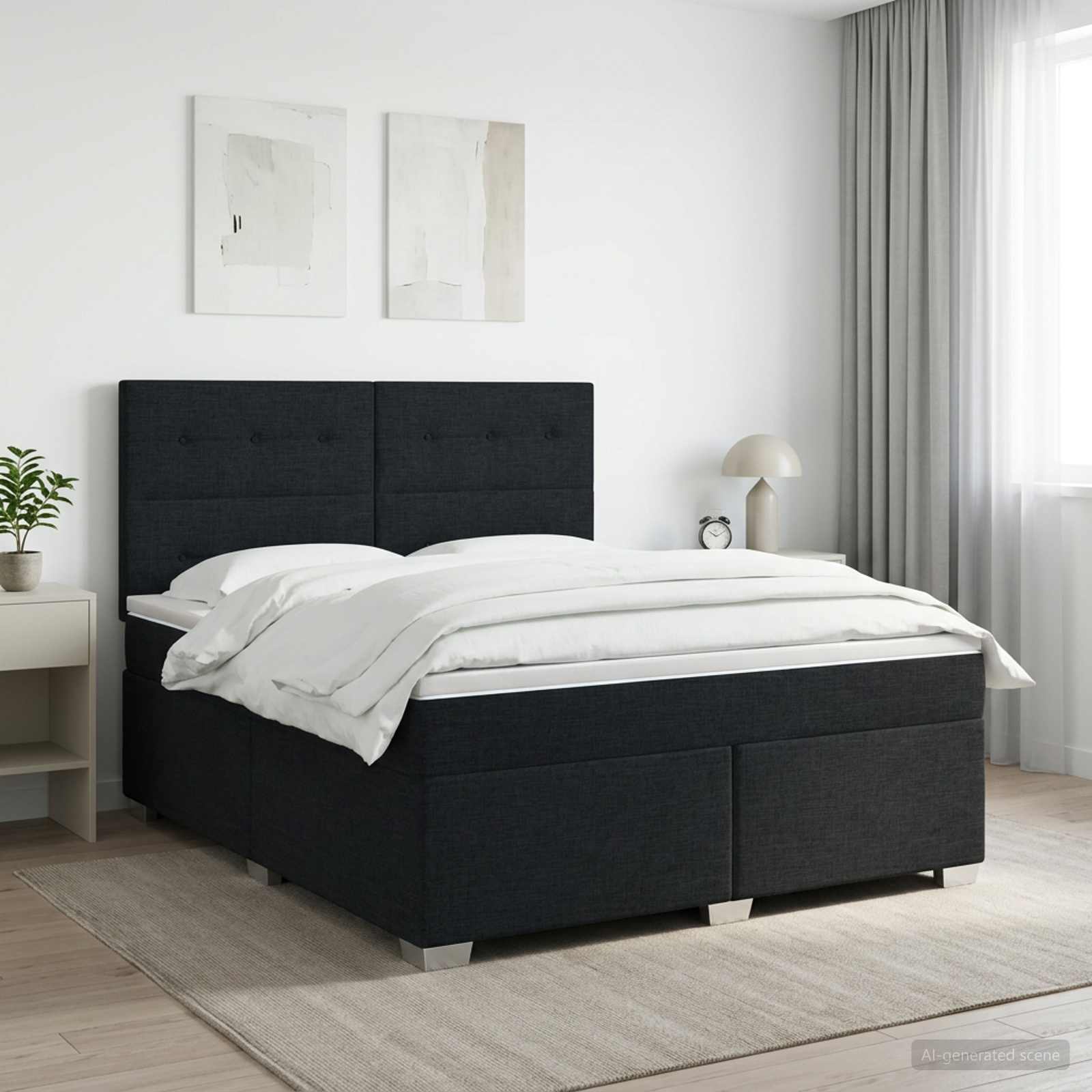 3453425_1.jpg vidaXL Posteľ boxspring s matracom Čierna 140 x 200 cm Látka – Obrázok 1