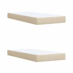 vidaXL Posteľ boxspring s matracom Krémová 200 x 200 cm Látka – Obrázok 5