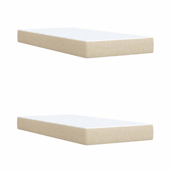 vidaXL Posteľ boxspring s matracom Krémová 200 x 200 cm Látka – Obrázok 5