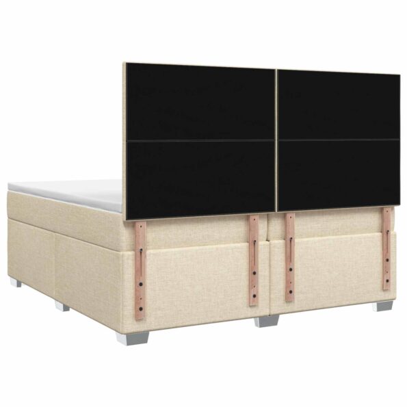 vidaXL Posteľ boxspring s matracom Krémová 200 x 200 cm Látka – Obrázok 7