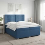 vidaXL Posteľ boxspring s matracom Modrá 200 x 200 cm Látka – Obrázok 11