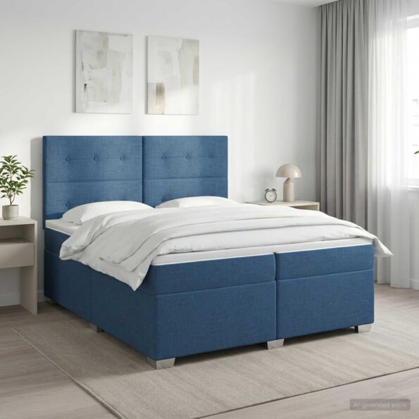 vidaXL Posteľ boxspring s matracom Modrá 200 x 200 cm Látka – Obrázok 11