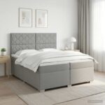 vidaXL Posteľ boxspring s matracom Svetlosivá 200 x 200 cm Látka – Obrázok 11