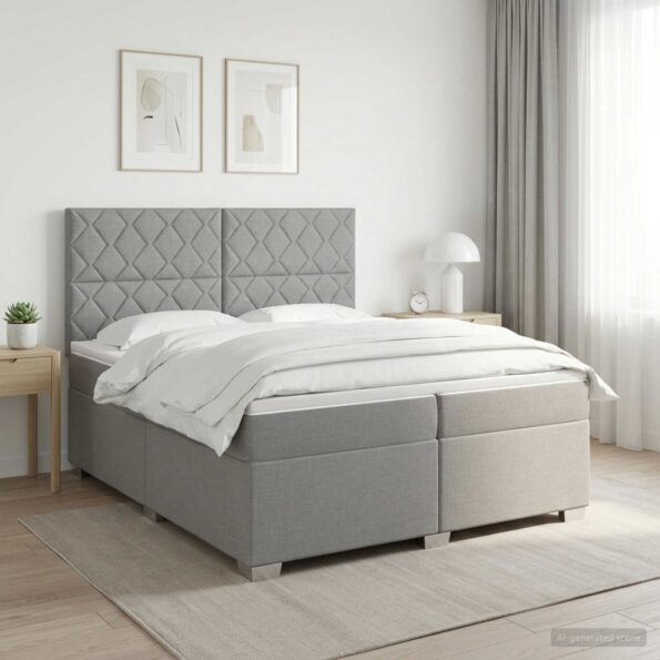 vidaXL Posteľ boxspring s matracom Svetlosivá 200 x 200 cm Látka – Obrázok 11