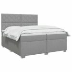 vidaXL Posteľ boxspring s matracom Svetlosivá 200 x 200 cm Látka – Obrázok 2