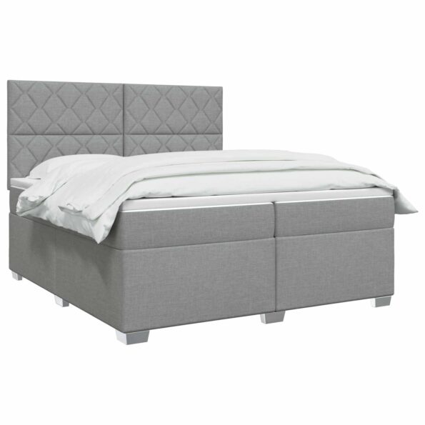 vidaXL Posteľ boxspring s matracom Svetlosivá 200 x 200 cm Látka – Obrázok 2