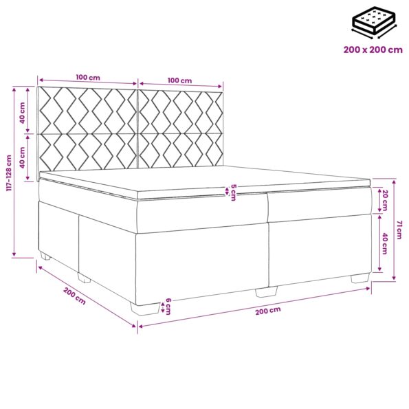 vidaXL Posteľ boxspring s matracom Čierna 200 x 200 cm Látka – Obrázok 11