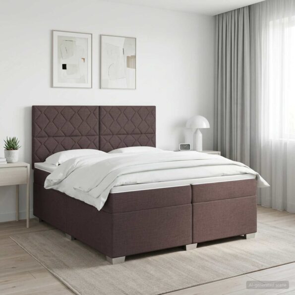 vidaXL Posteľ boxspring s matracom Tmavohnedá 200 x 200 cm Látka – Obrázok 11