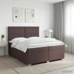 vidaXL Posteľ boxspring s matracom Tmavohnedá 200 x 200 cm Látka
