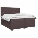vidaXL Posteľ boxspring s matracom Tmavohnedá 200 x 200 cm Látka – Obrázok 2