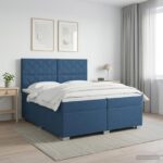 vidaXL Posteľ boxspring s matracom Modrá 200 x 200 cm Látka – Obrázok 11
