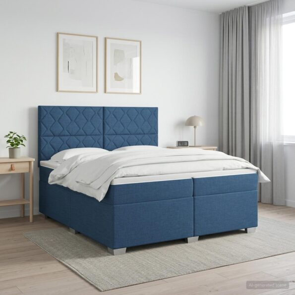 vidaXL Posteľ boxspring s matracom Modrá 200 x 200 cm Látka – Obrázok 11