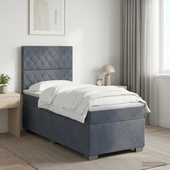 vidaXL Posteľ boxspring s matracom Tmavosivá 80 x 200 cm Zamat – Obrázok 11