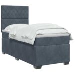 vidaXL Posteľ boxspring s matracom Tmavosivá 80 x 200 cm Zamat – Obrázok 2