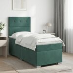 vidaXL Posteľ boxspring s matracom Tmavozelená 80 x 200 cm Zamat – Obrázok 11