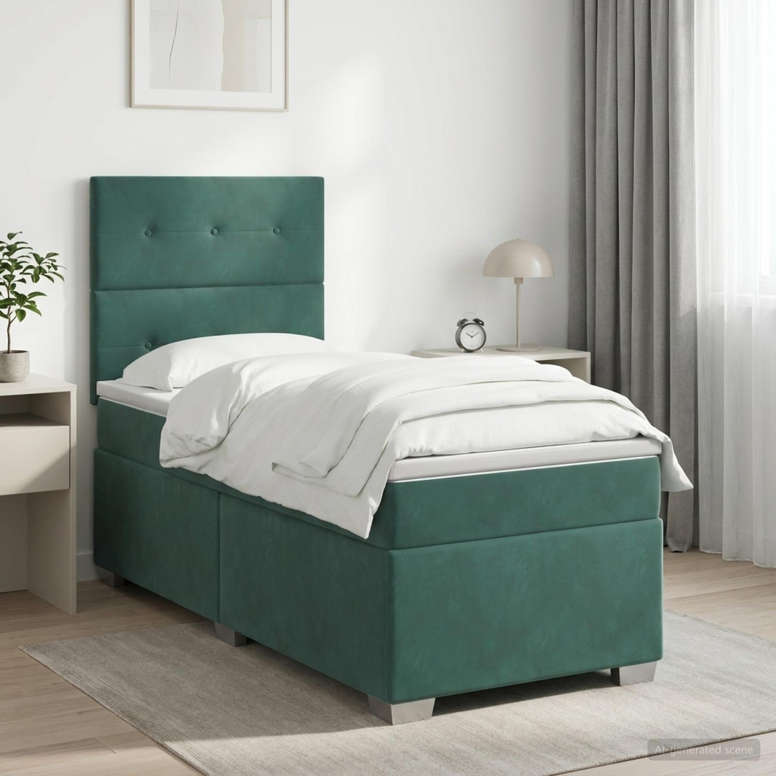 3453533_1.jpg vidaXL Posteľ boxspring s matracom Tmavozelená 80 x 200 cm Zamat – Obrázok 1