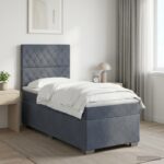 vidaXL Posteľ boxspring s matracom Tmavosivá 90 x 190 cm Zamat – Obrázok 11