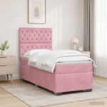 vidaXL Posteľ boxspring s matracom Ružová 90 x 200 cm Zamat