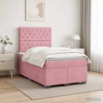 vidaXL Posteľ boxspring s matracom Ružová 120 x 200 cm Zamat – Obrázok 11