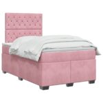 vidaXL Posteľ boxspring s matracom Ružová 120 x 200 cm Zamat – Obrázok 2