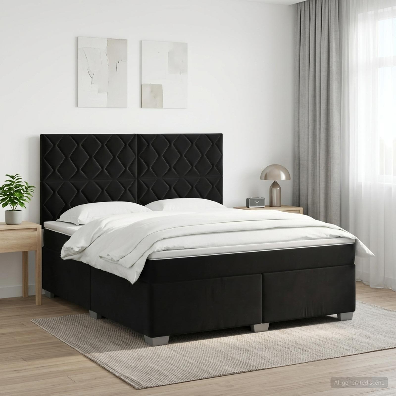 3453664_1.jpg vidaXL Posteľ boxspring s matracom Čierna 140 x 200 cm Zamat – Obrázok 1