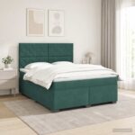 vidaXL Posteľ boxspring s matracom Tmavozelená 140 x 200 cm Zamat – Obrázok 11