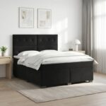 vidaXL Posteľ boxspring s matracom Čierna 160 x 200 cm Zamat