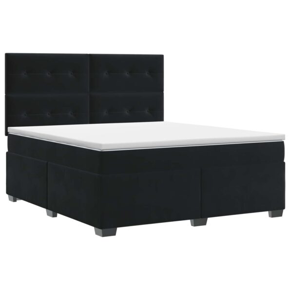 vidaXL Posteľ boxspring s matracom Čierna 160 x 200 cm Zamat – Obrázok 2