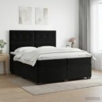 vidaXL Posteľ boxspring s matracom Čierna 200 x 200 cm Zamat – Obrázok 11