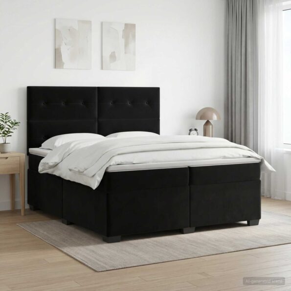 vidaXL Posteľ boxspring s matracom Čierna 200 x 200 cm Zamat – Obrázok 11