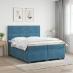 vidaXL Posteľ boxspring s matracom Modrá 200 x 200 cm Zamat – Obrázok 11