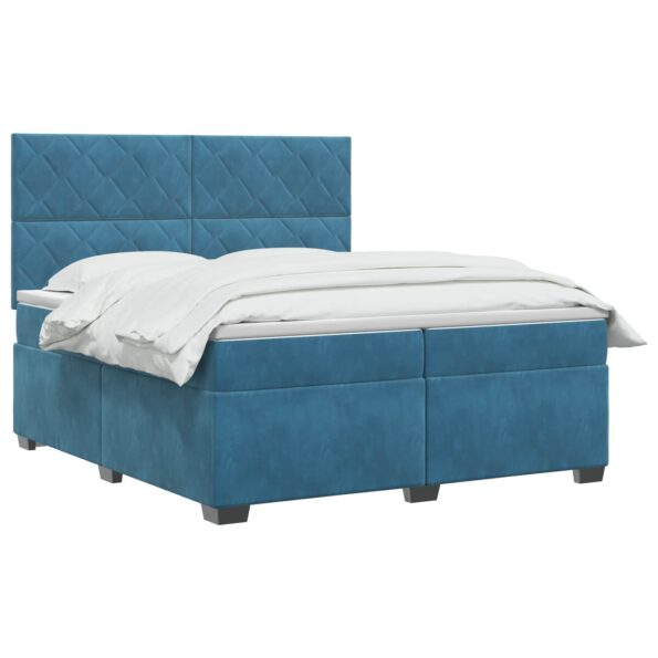 vidaXL Posteľ boxspring s matracom Modrá 200 x 200 cm Zamat – Obrázok 2