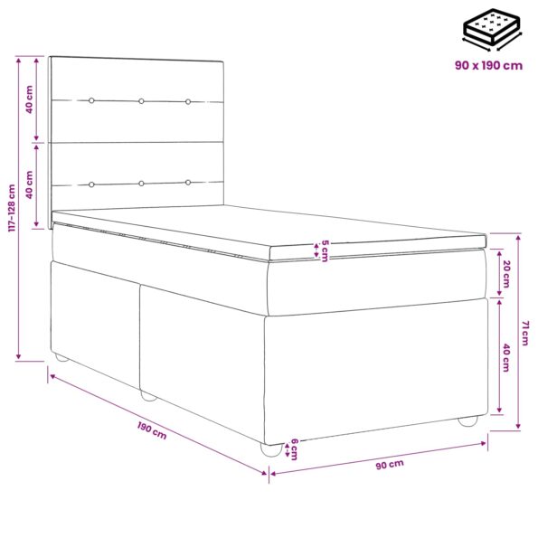 vidaXL Posteľ boxspring s matracom Tmavohnedá 90 x 190 cm Látka – Obrázok 10